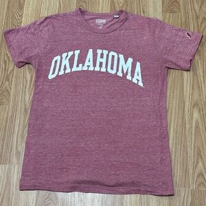 League Heather Red Oklahoma Arch T-Shirt - Adult Small -Classic Fit - Crew Neck